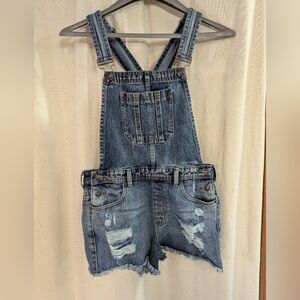 Forever21 Denim Shorts Distressed Overalls